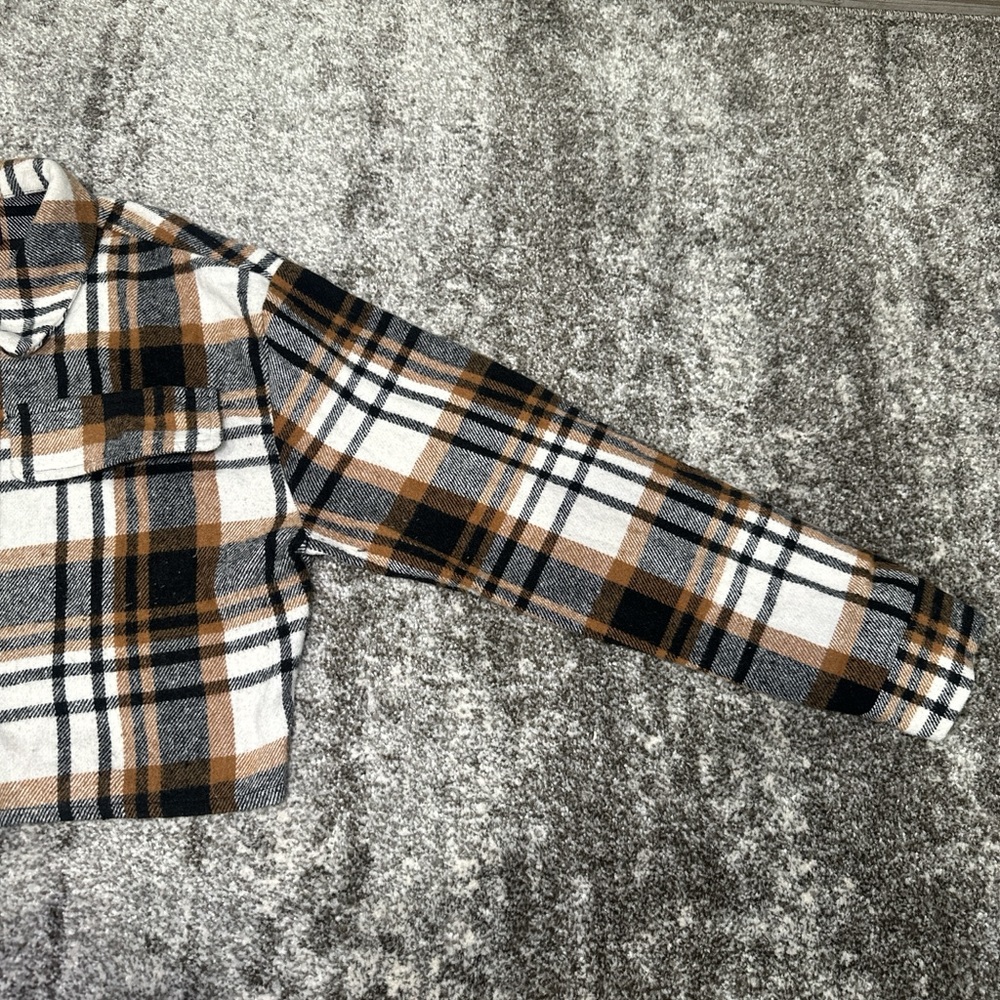 Plaid Women’s Shirt in Brown and White - Picture 3 of 4